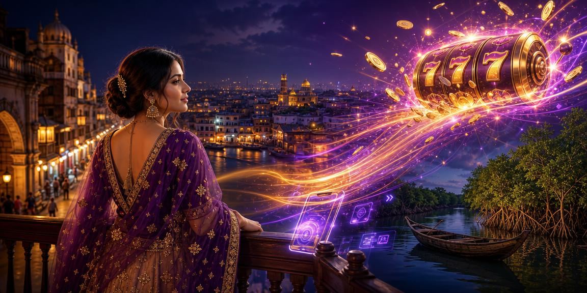 সুন্দরবনের কাছে একজন বাংলাদেশি নারী মোবাইলে jeeta লটারি খেলছেন